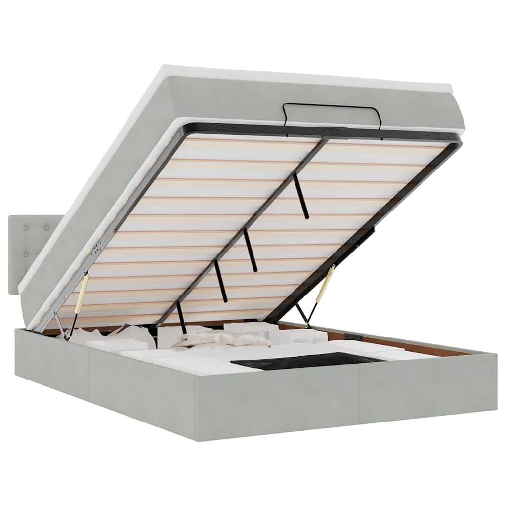 vidaXL Estrutura de cama otomana com colchão 140x190 cm cinzento claro