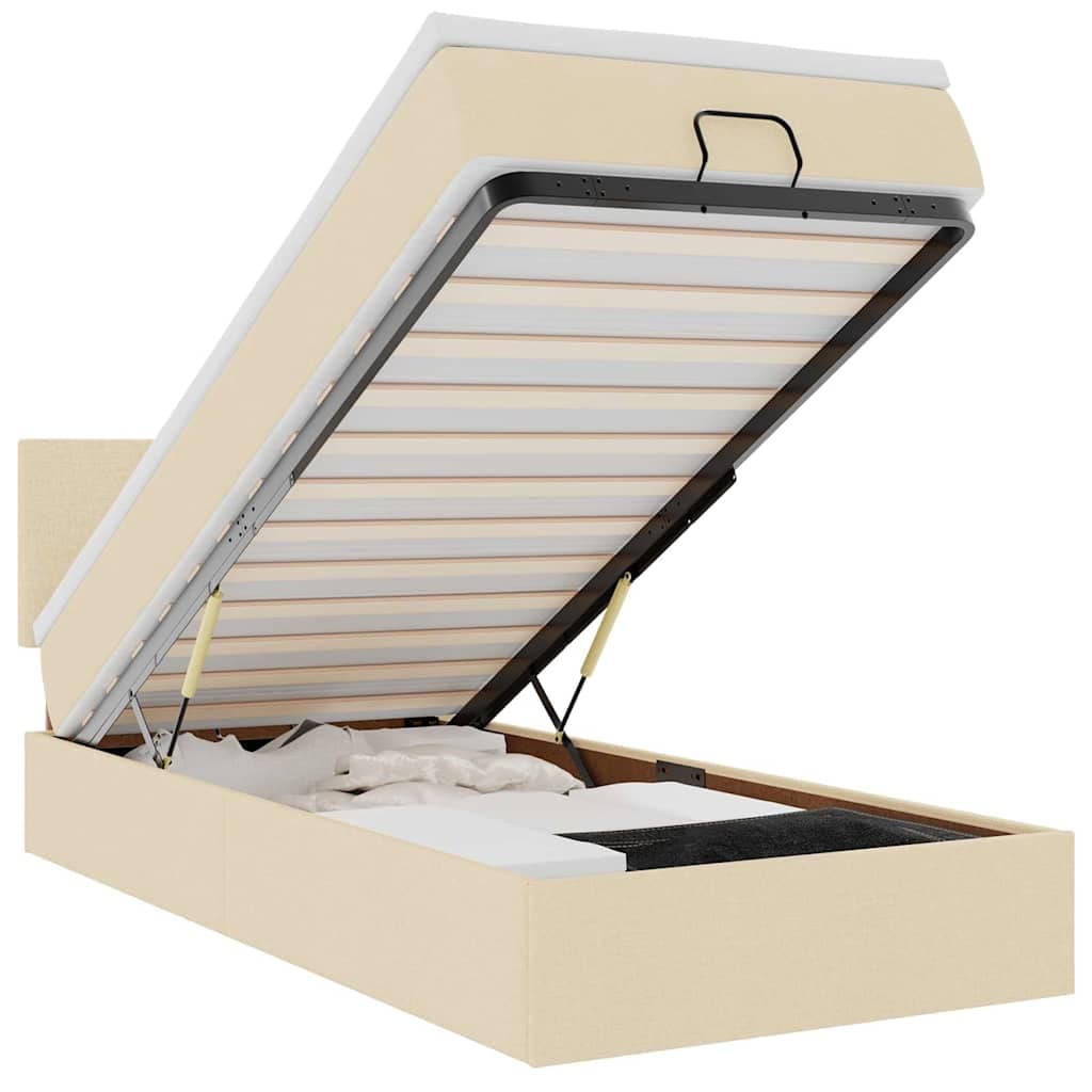 vidaXL Estrutura de Cama Otomana com Creme de Colchão 80x200cm Tecido - 4226486719