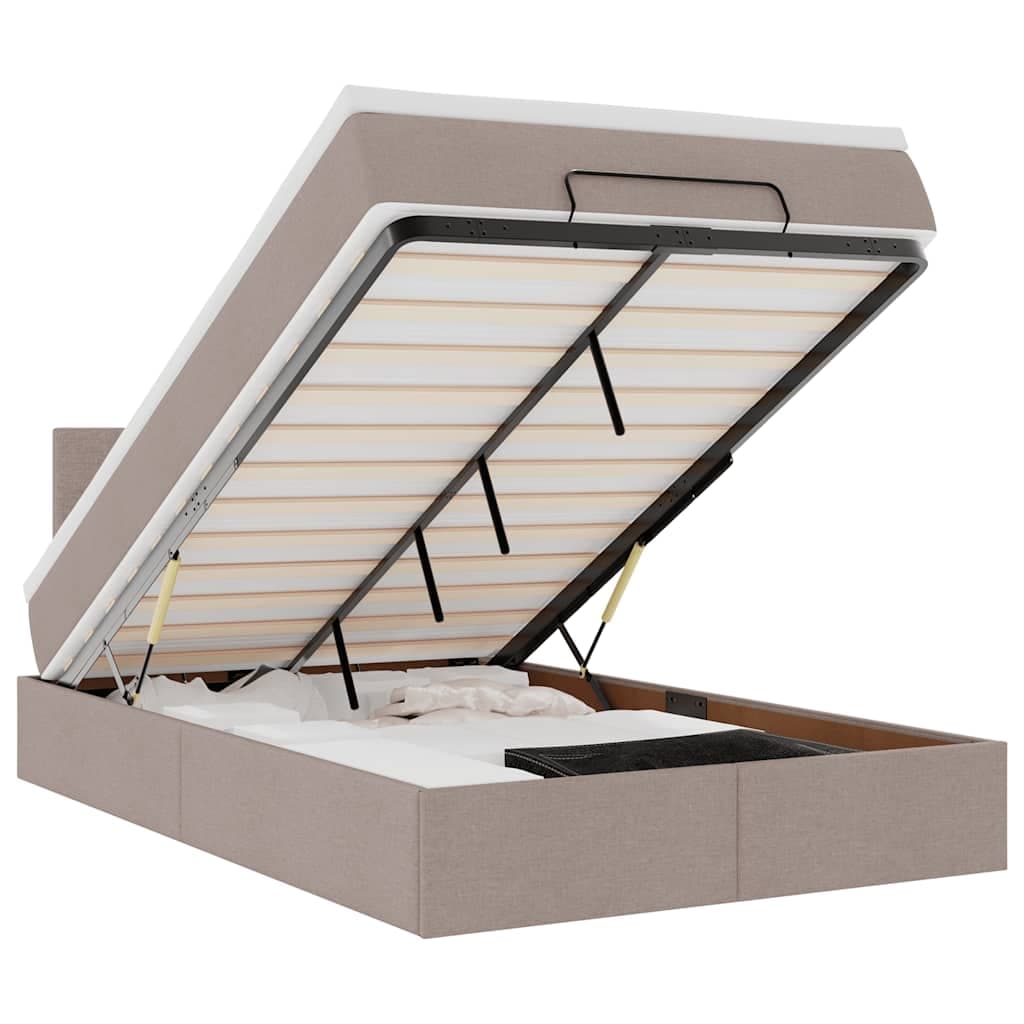 moldura de cama otomana vidaXL com tecido cinza 120x200cm