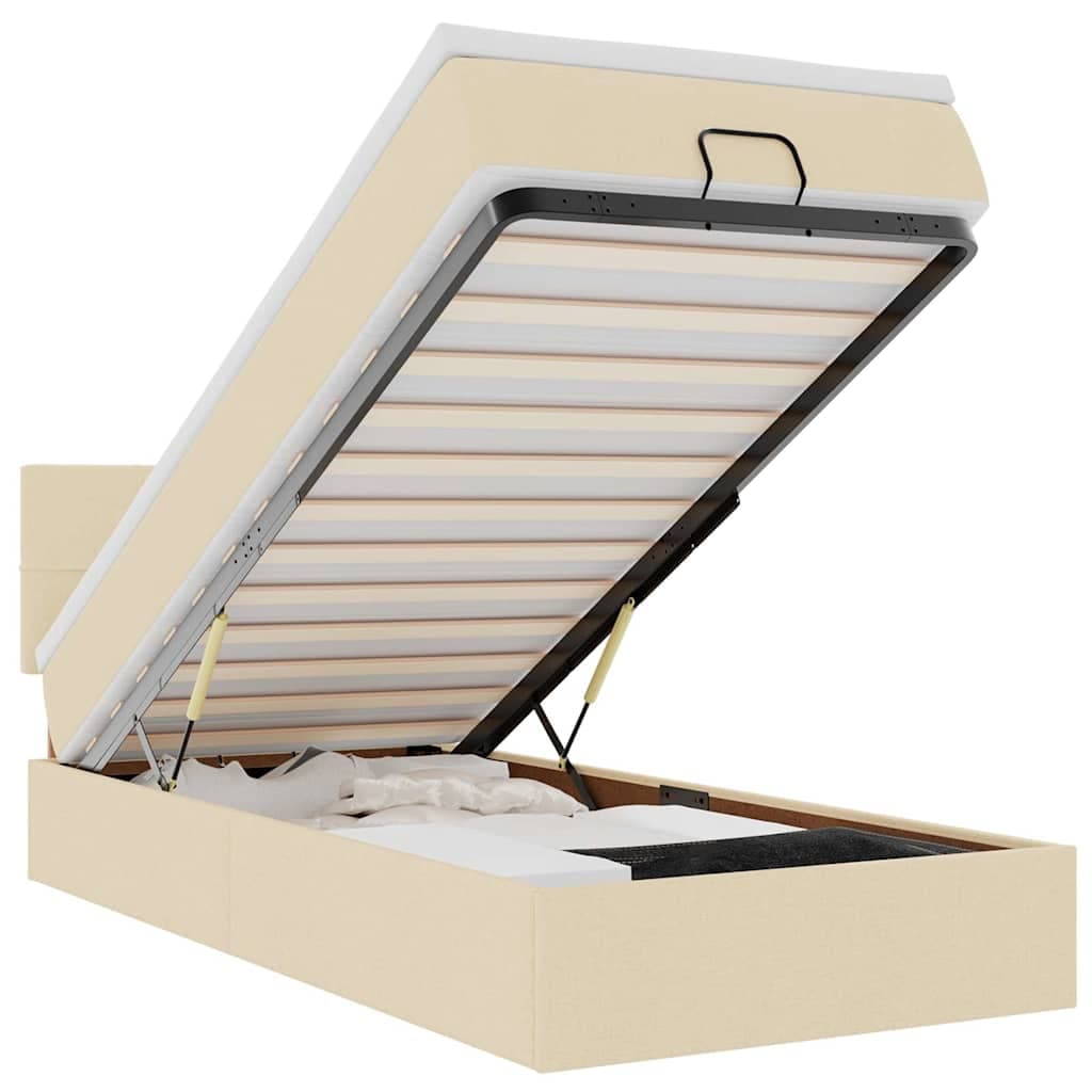 vidaXL Estrutura de cama otomana com creme de colchão 90x190cm tecido