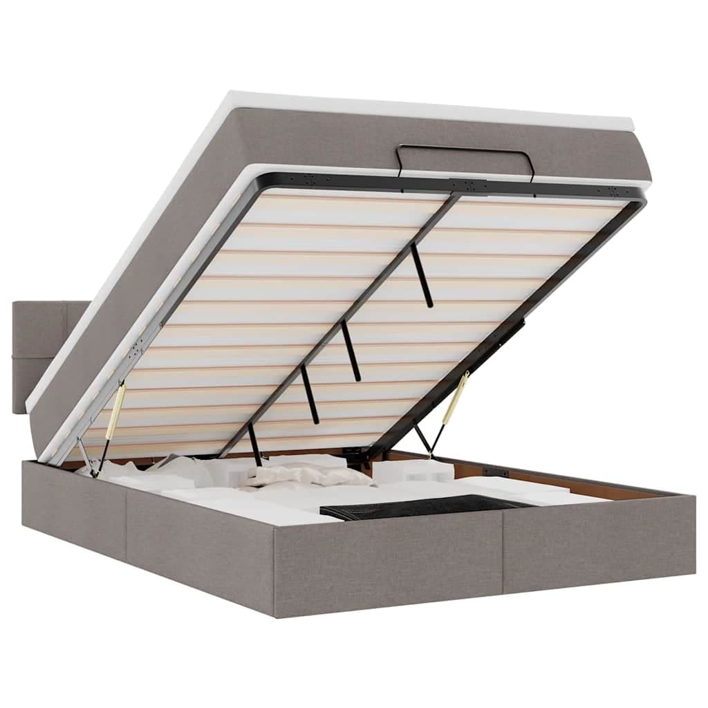 vidaXL Cama Otomana com Colchão & Leds 140x200 cm Tecido Cinza - 956302322