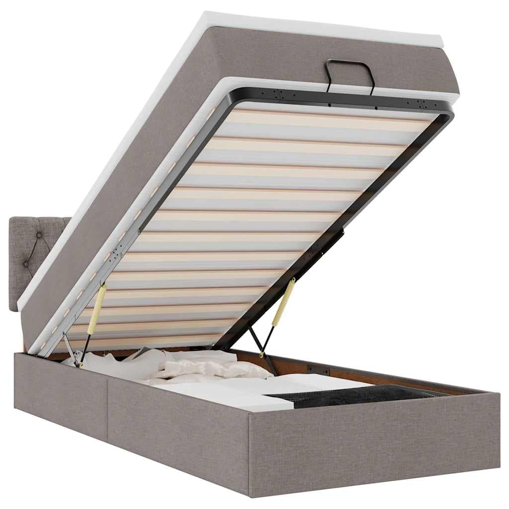vidaXL Cama Otomana com colchão & LEDs 90x200 cm cinza-acastanhado