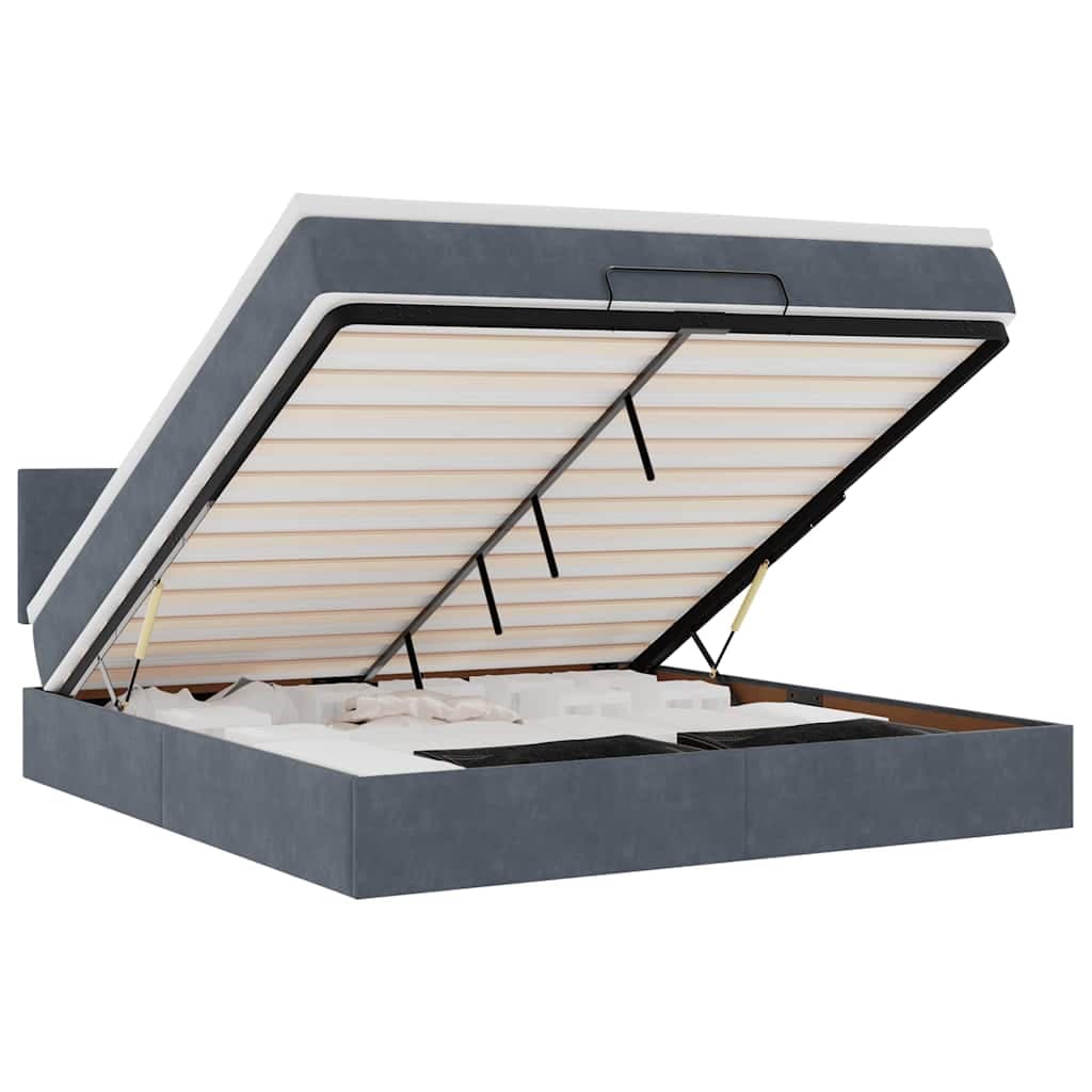 vidaXL Estrutura de Cama Otomana com Colchão 160x200cm Cinzento Escuro - 1695305972
