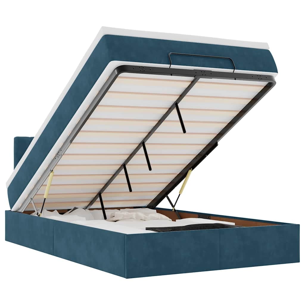 vidaXL Cama Otomana com Colchão & Leds 120x190cm Veludo Azul-escuro - 2309175212