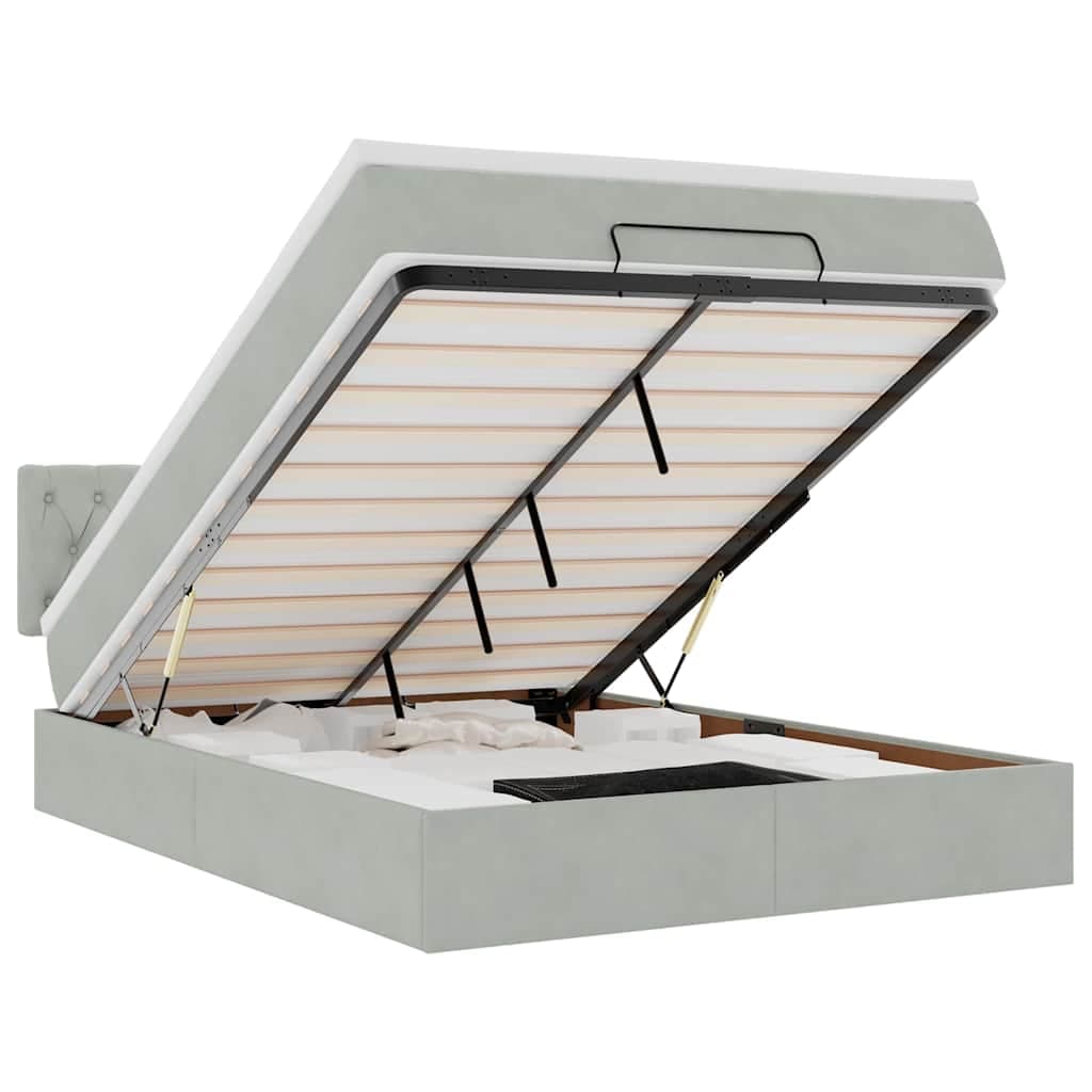 vidaXL Estrutura de Cama Otomana com Colchão 140x190 cm Cinzento Claro - 2044437464