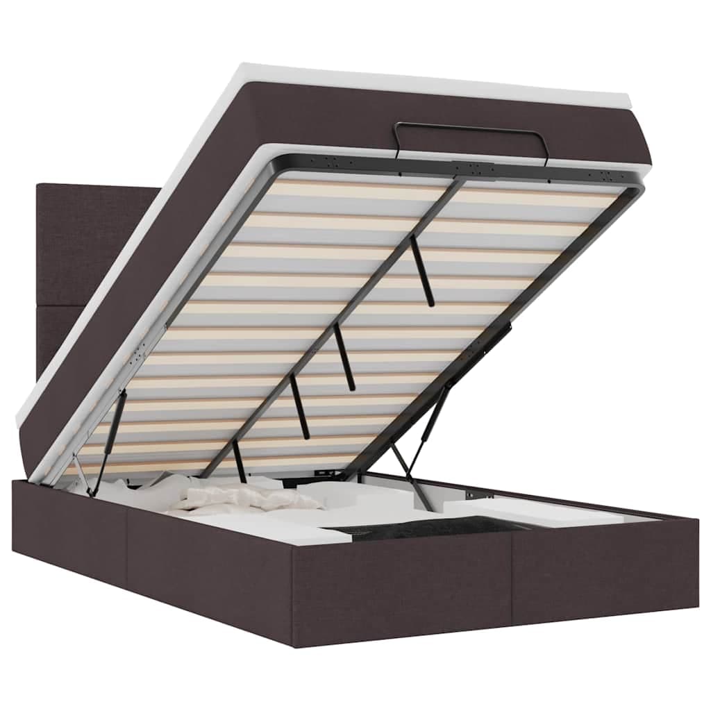 vidaXL Estrutura de cama otomana com colchão 120x190cm castanho escuro