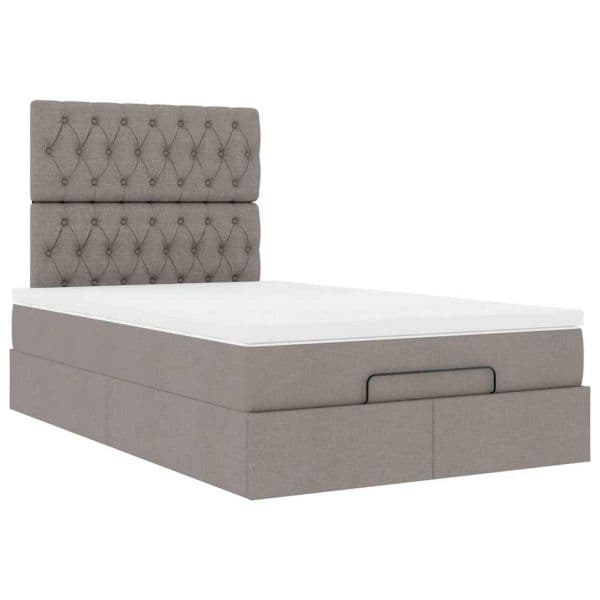 vidaXL Estrutura de Cama Otomana com Colchão 120x190cm Tecido Cinzento - 1441808677