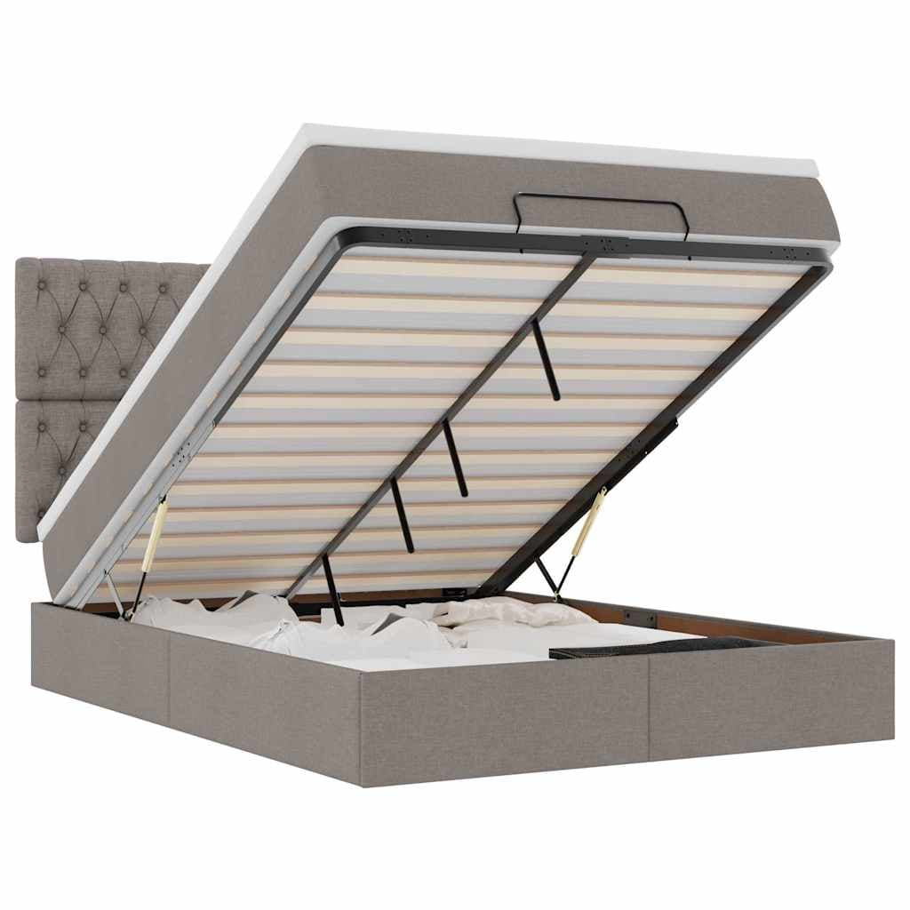 vidaXL Estrutura de Cama Otomana com Colchão Tecido Cinzento 140x190cm - 3939058582