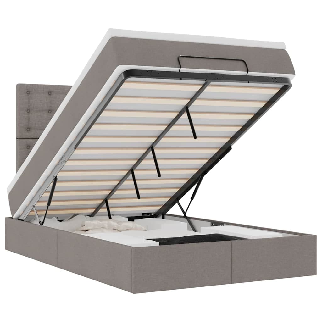 vidaXL Estrutura de Cama Otomana com Colchão 120x190cm Tecido Cinzento - 3782995314