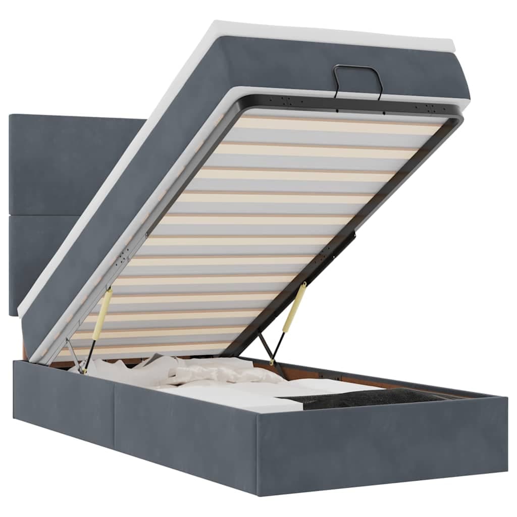 vidaXL Estrutura Cama Otomana com Colchões 140x190cm Cinzento Escuro - 662302536