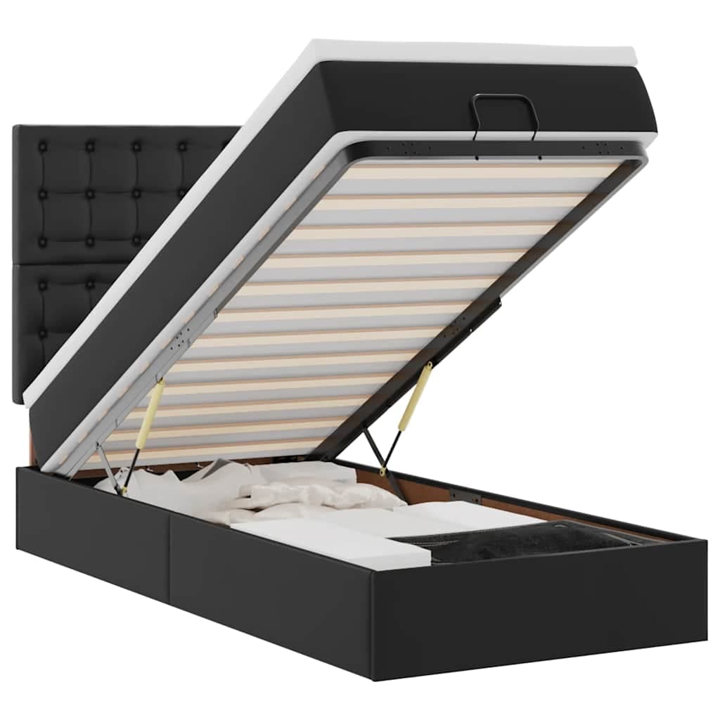 vidaXL Estrutura de cama otomana com colchão 80x200 cm preta