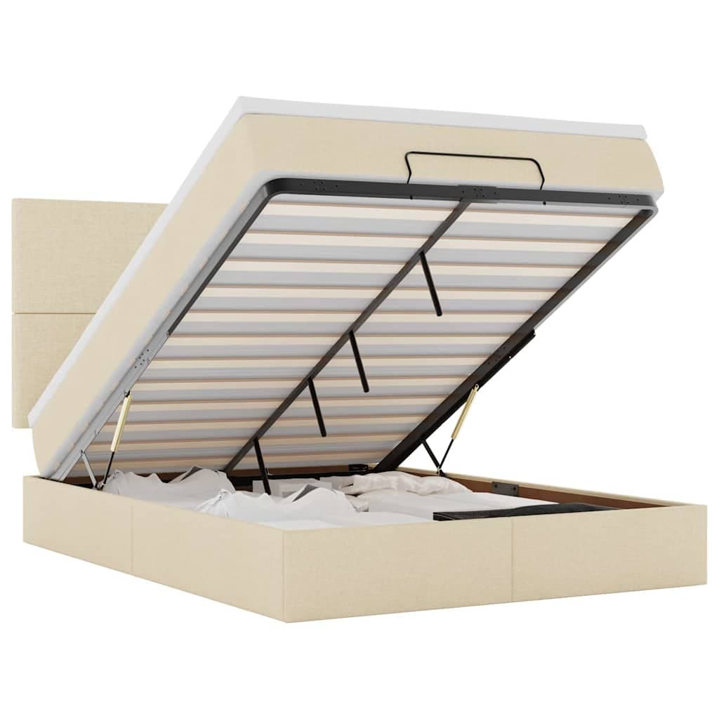 vidaXL Estrutura de cama otomana com creme de colchão 140x190cm tecido
