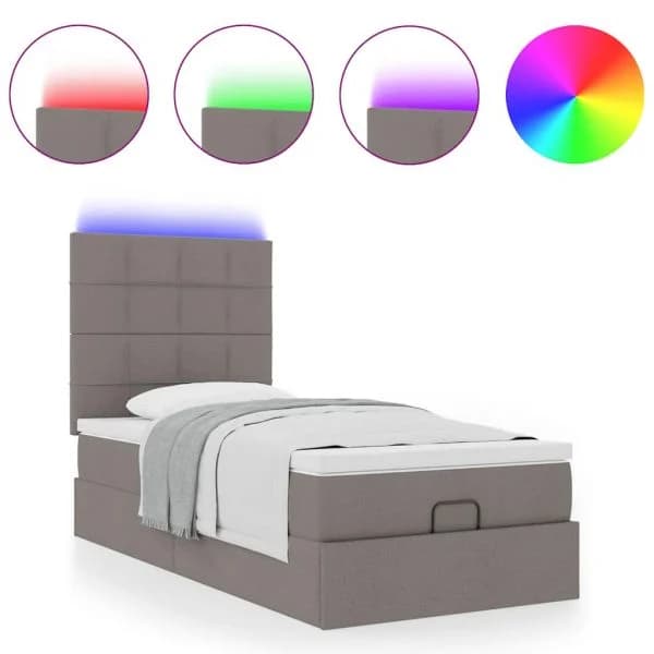 vidaXL Estrutura de Cama Otomana com Colchão Tecido Cinzento 90x200cm - 3278534534