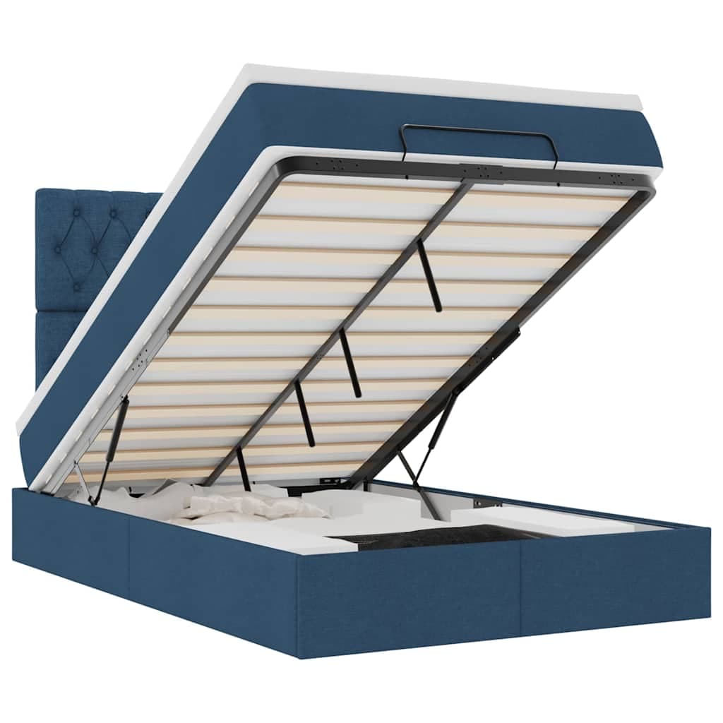 vidaXL Estrutura de Cama Otomana com Colchão 120x190 cm Tecido Azul - 644564006