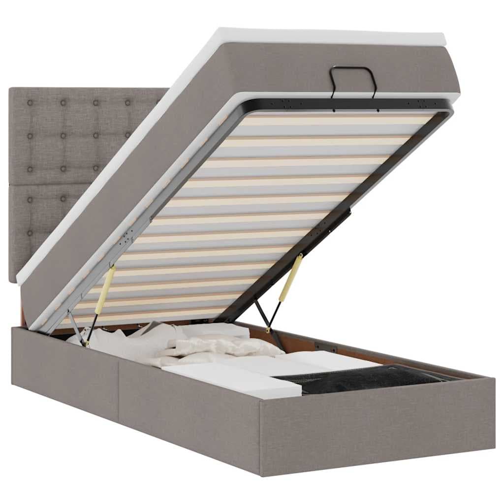 vidaXL Cama Otomana com colchão & LEDs 90x200 cm cinza-acastanhado