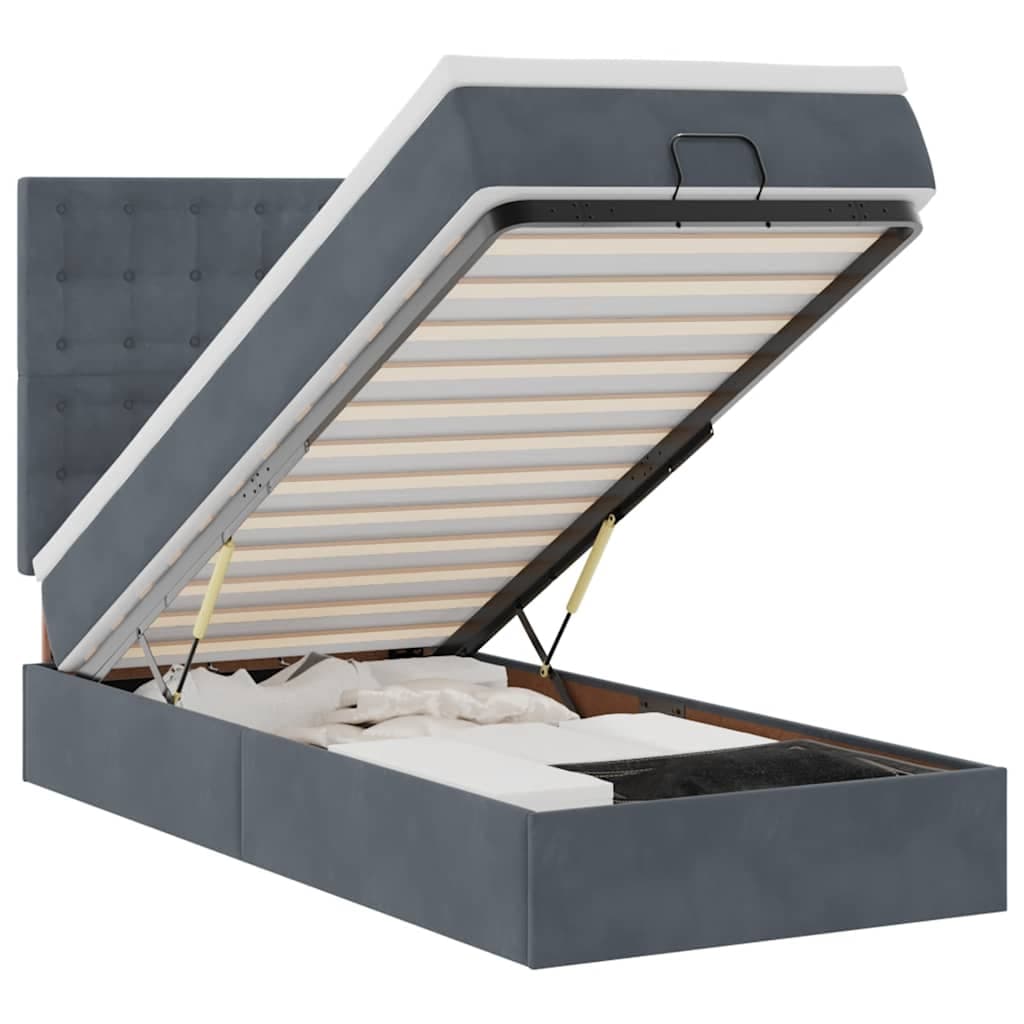 vidaXL Estrutura de Cama Otomana com Colchões Cinza Escuro Veludo - 839457128