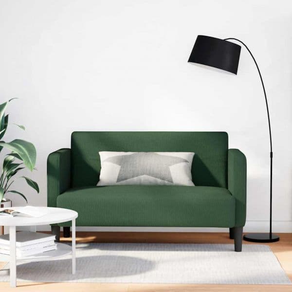 Sofá vidaXL 109 cm Tecido Corduroy Verde Selva - 4144320123