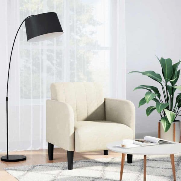 vidaXL Poltrona com Apoio de Braços 54 cm Veludo Creme - 3823421405