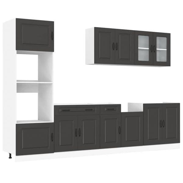 vidaXL 7 Peças Armário de Cozinha Conjunto Kalmar Preto - 2812116665
