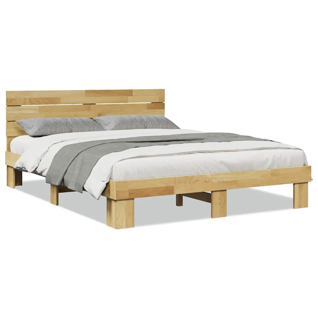 vidaXL Estrutura cama cabeceira sem colchão 160x200 cm maciça carvalho