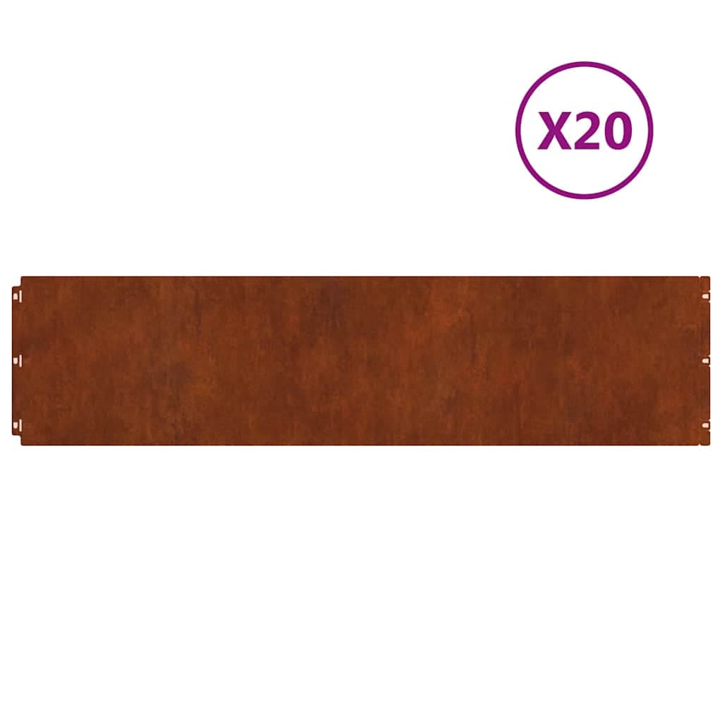 vidaXL Orlas de relva 20 pcs 25x103 cm aço resistente à intemperização