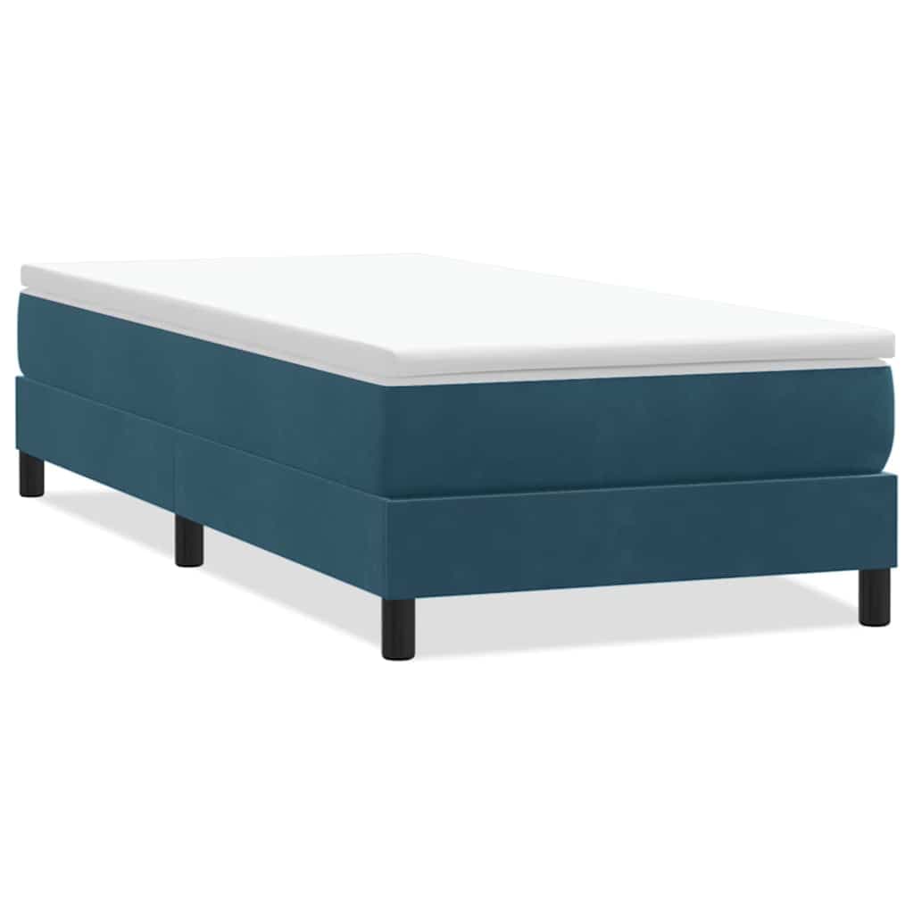 vidaXL Box Cama de Molas sem Colchão Azul Escuro 100x210 cm Veludo