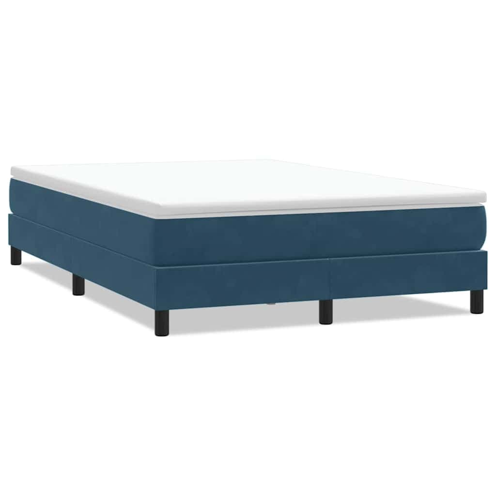 vidaXL Box Cama de Primavera sem Colchão Azul Escuro 140x210 cm Veludo - 2595534376