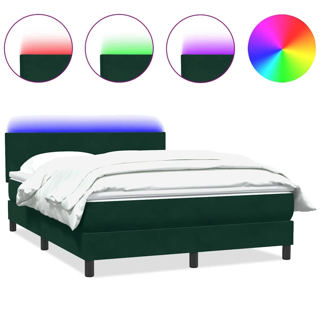 vidaXL Cama com Molas/colchão 160x220 cm Veludo Verde-escuro - 1169745132