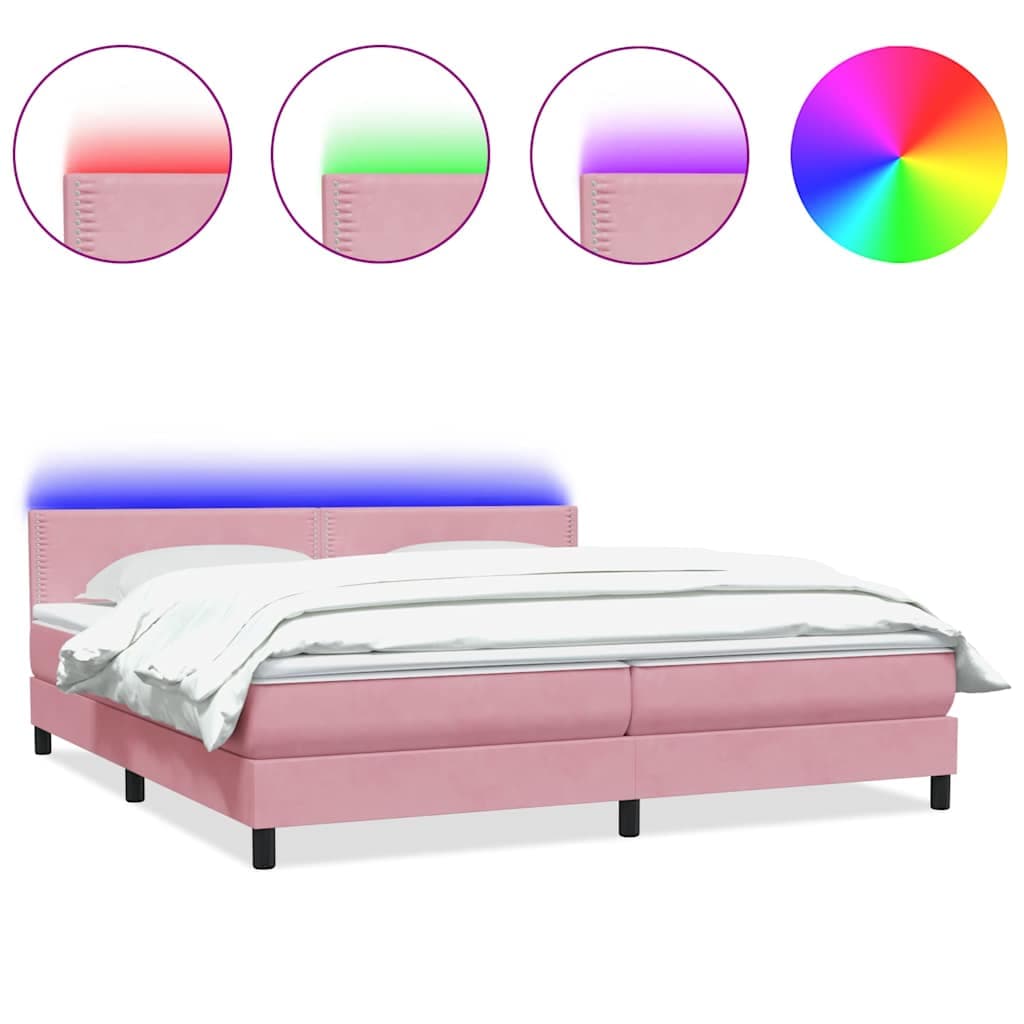 vidaXL Cama com Molas/colchão 180x210 cm Veludo Rosa - 770024140