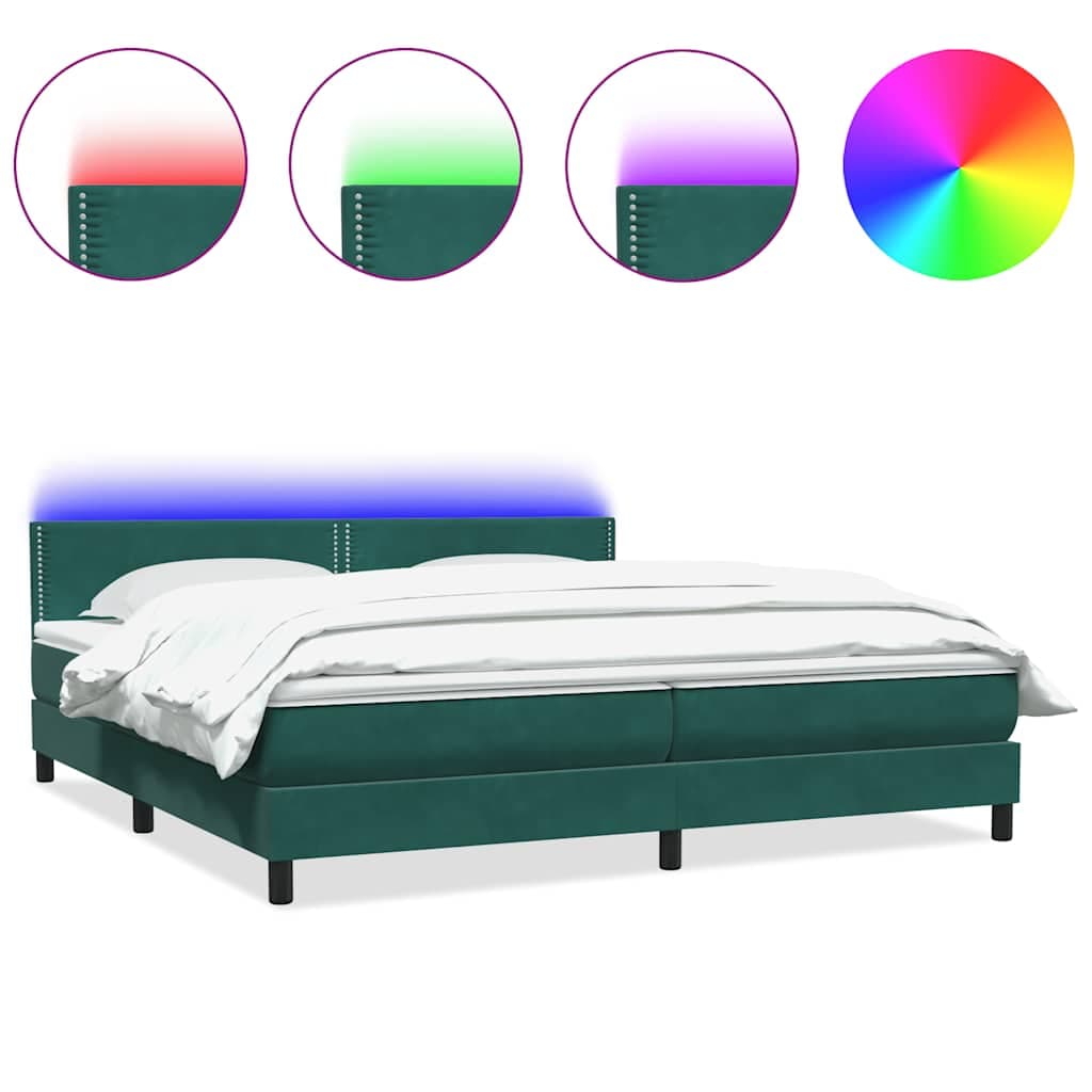vidaXL Cama com Molas/colchão 180x220 cm Veludo Verde-escuro - 2841415382