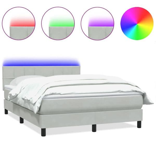 vidaXL Cama com Molas/colchão 160x210 cm Veludo Cinzento-claro - 2505497675