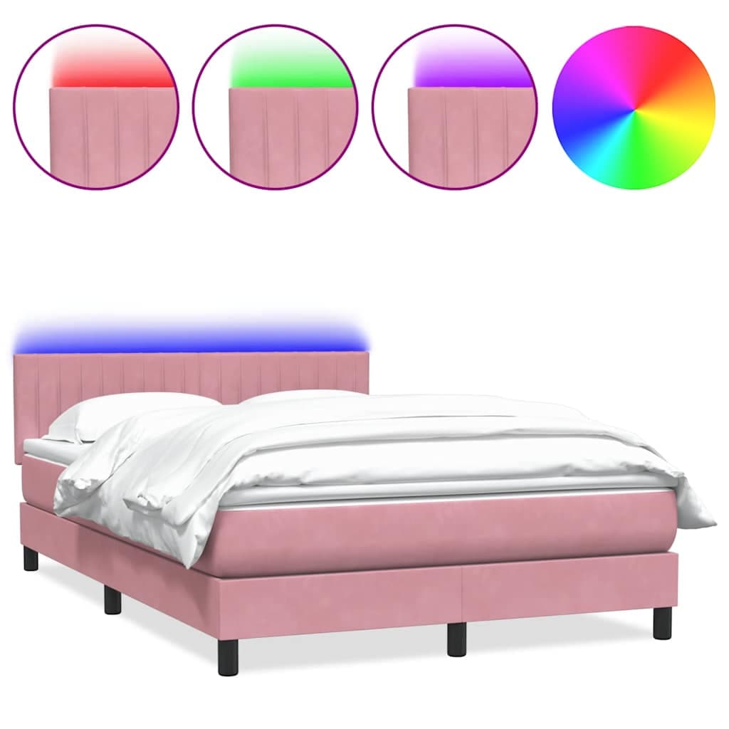 vidaXL Cama com Molas/colchão 140x210 cm Veludo Rosa - 887024584