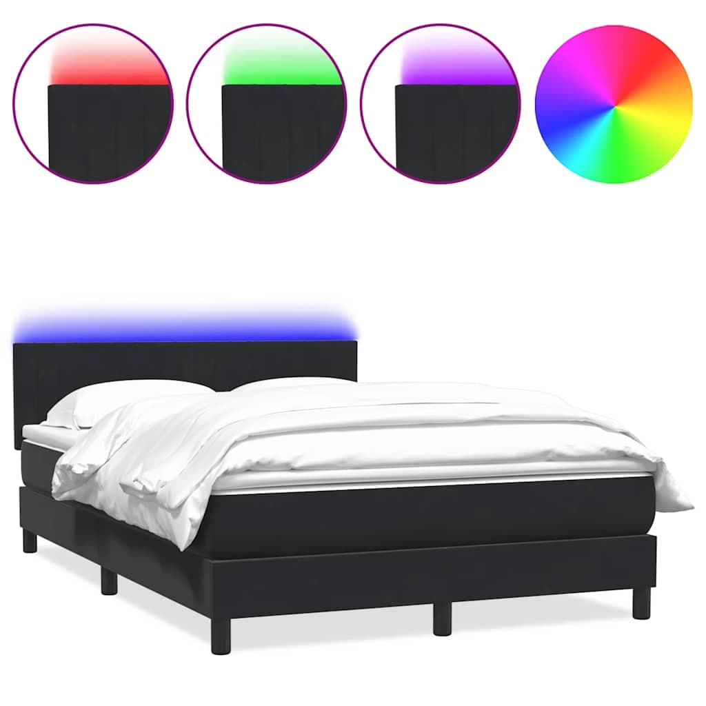 vidaXL Cama box spring c/ colchão e LED 160x210 cm veludo preto