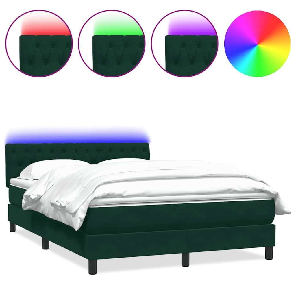 vidaXL Cama Box Spring com Colchão 160x210 cm Veludo Verde Escuro - 891060735