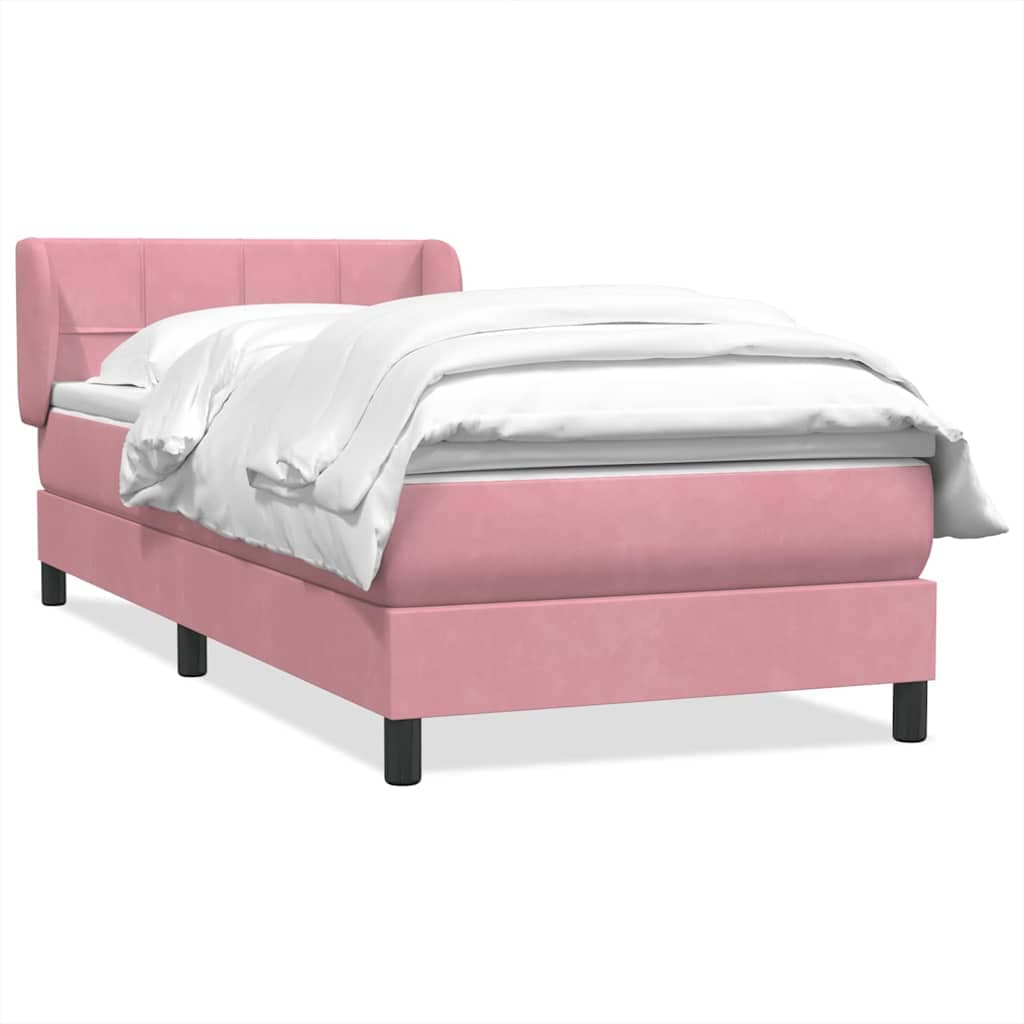 vidaXL Cama com Molas/colchão 80x220 cm Veludo Rosa - 3774259903