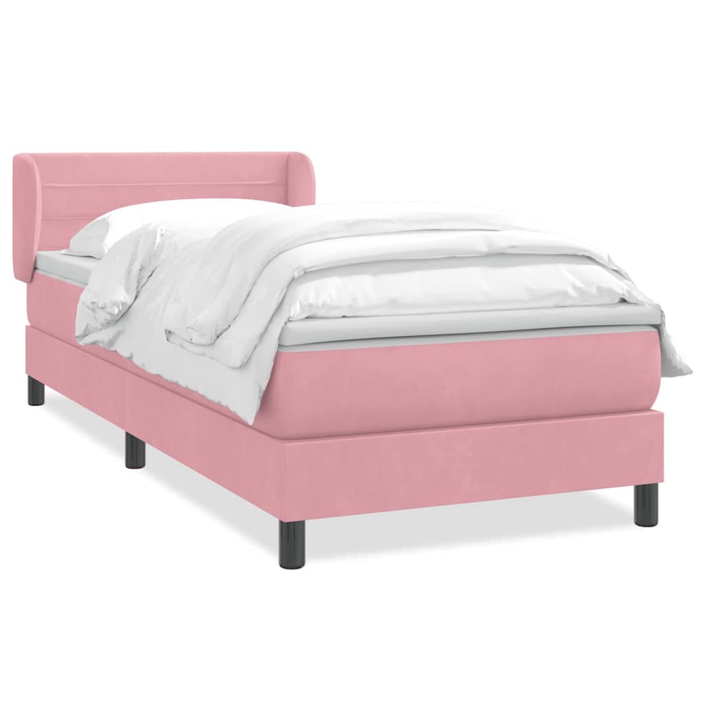 vidaXL Cama com Molas/colchão Rosa 90x220 cm Veludo - 4222299559