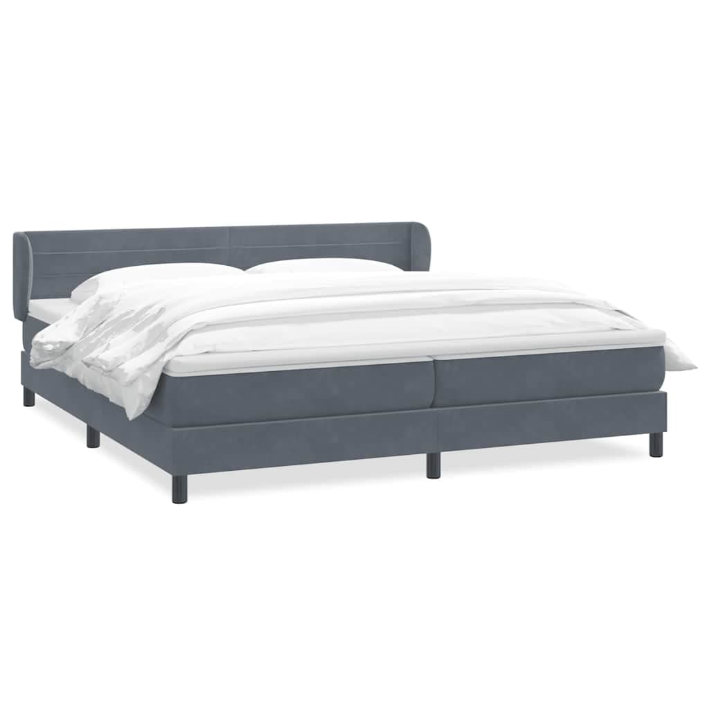 vidaXL Cama com Molas/colchões 180x220 cm Veludo Cinzento-escuro - 3382529829