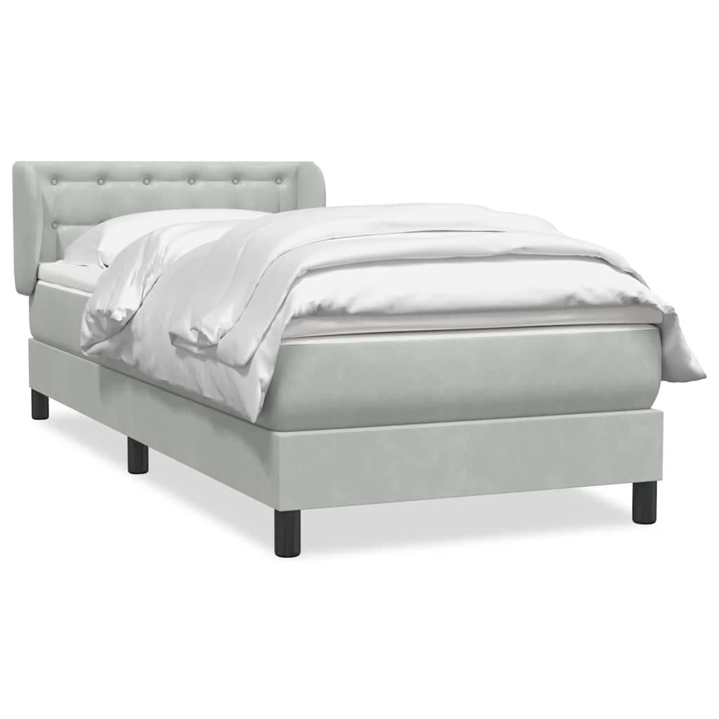 vidaXL Cama com molas/colchão cinzento-claro 80x220 cm veludo