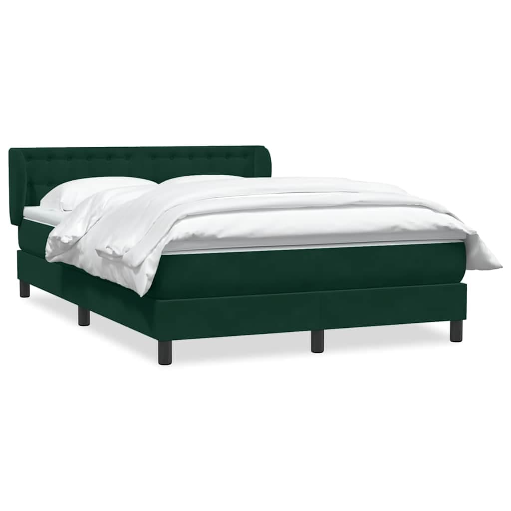 vidaXL Cama com molas/colchão 160x220 cm veludo verde-escuro