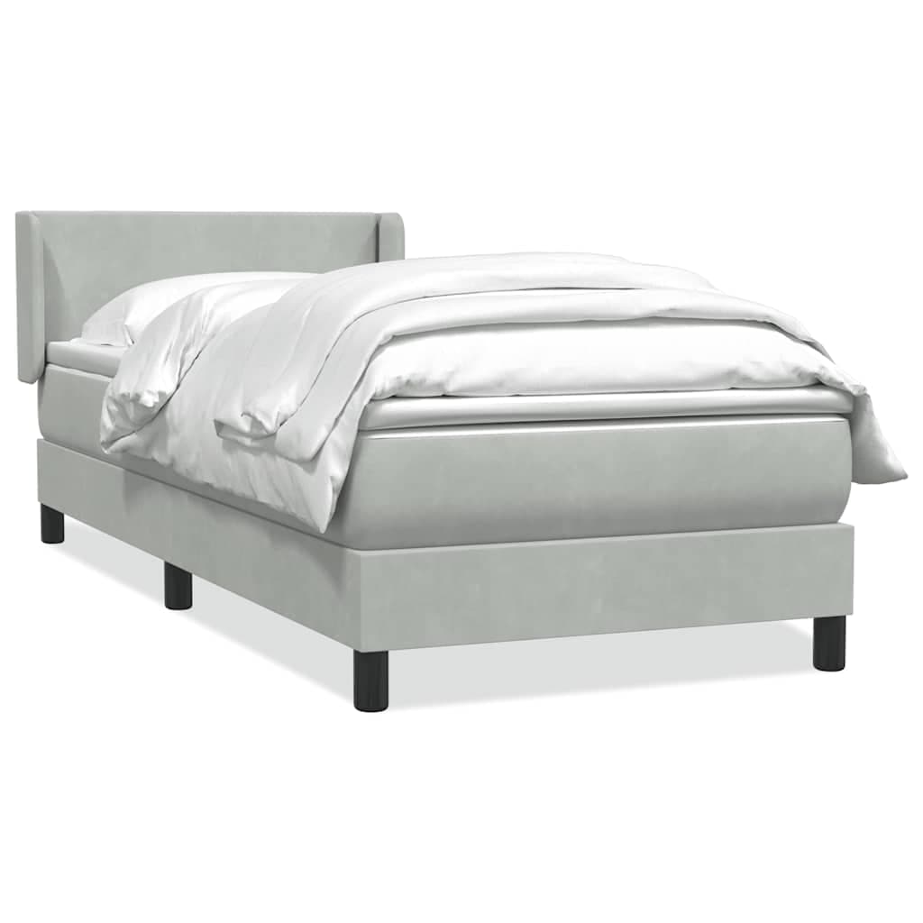 vidaXL Cama com Molas/colchão Cinzento-claro 90x220 cm Veludo - 2900167119