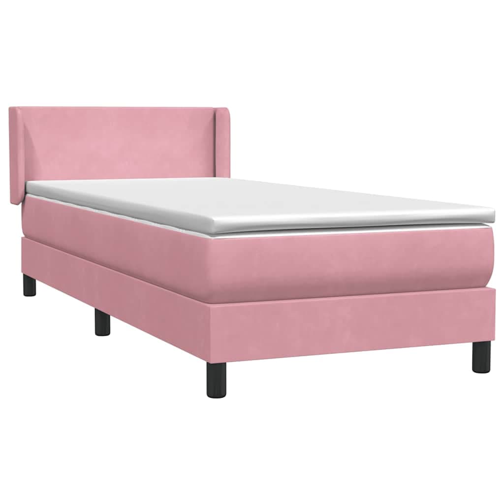 vidaXL Cama com Molas/colchão Rosa 90x220 cm Veludo - 990892103