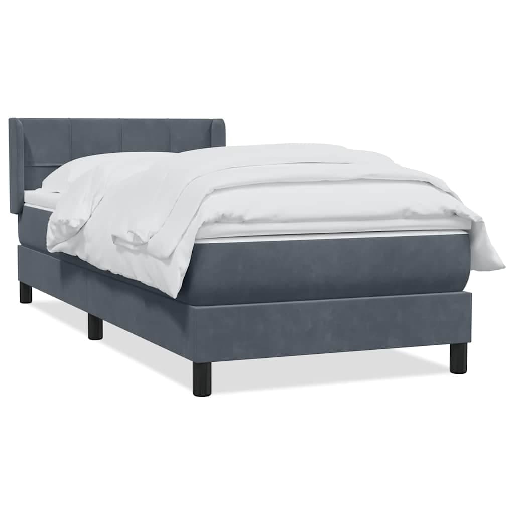vidaXL Cama com Molas/colchão Cinza-escuro 80x210 cm Veludo - 4220033595