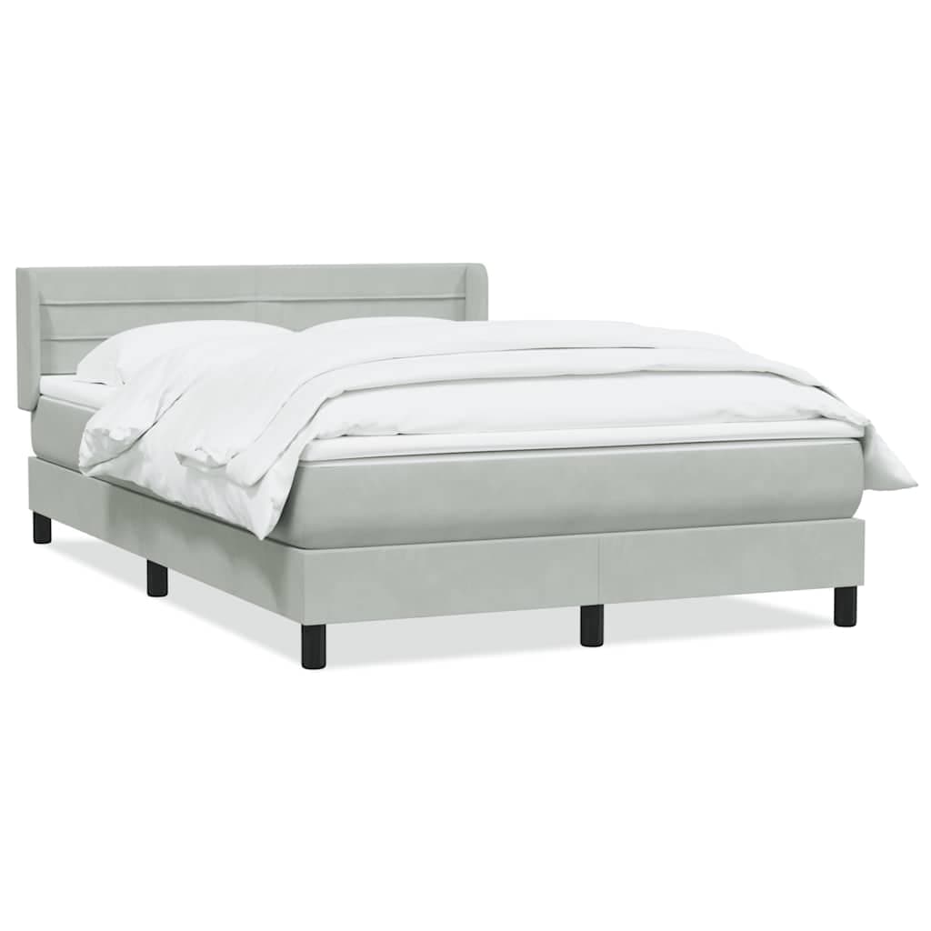 vidaXL Cama com molas/colchão 160x210 cm veludo cinzento-claro