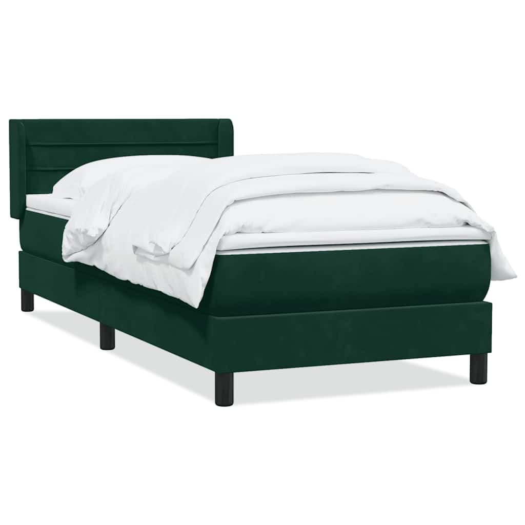 vidaXL Cama com Molas/colchão Verde-escuro 80x220 cm Veludo - 4070257323