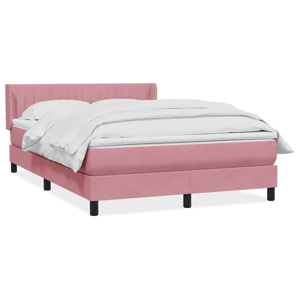 vidaXL Cama Box Spring com Colchão 160x210 cm Veludo Rosa - 4284582476