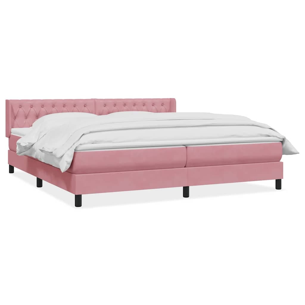 vidaXL Cama com Molas/colchão 180x210 cm Veludo Rosa - 3887649082