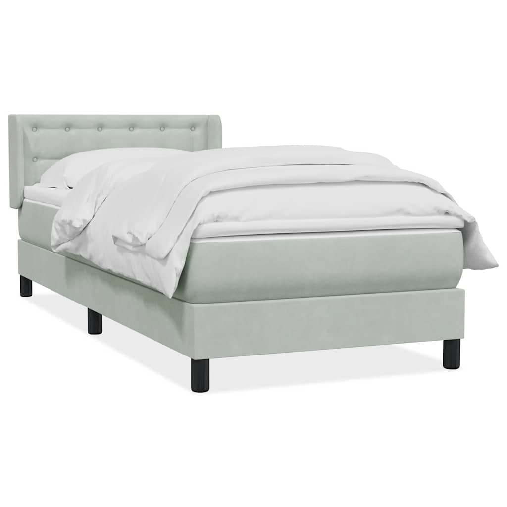 vidaXL Cama com Molas/colchão Cinzento-claro 80x210 cm Veludo - 1640273809