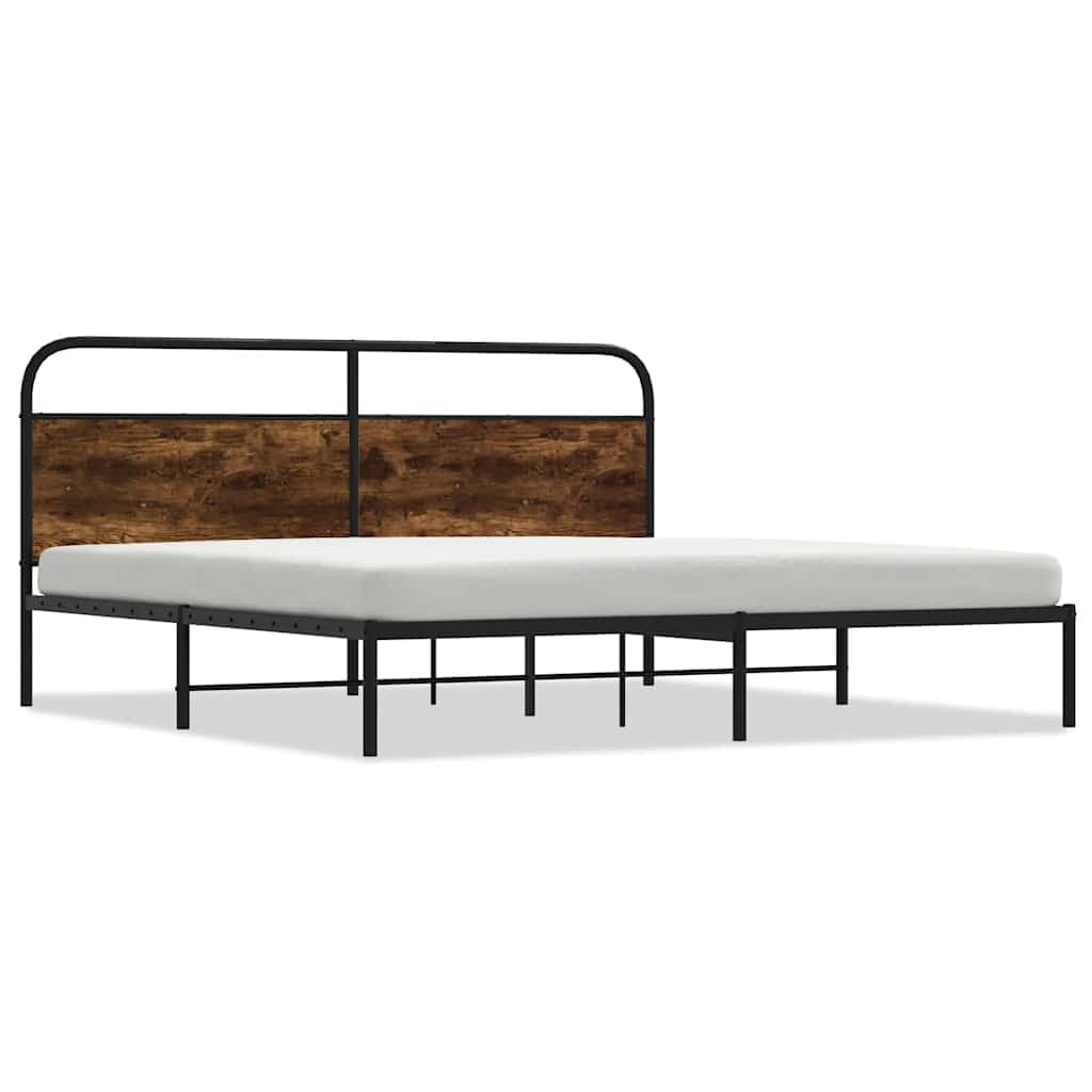 vidaXL Estrutura de Cama sem Colchão 200x200cm Metal Carvalho Fumado - 2609814432