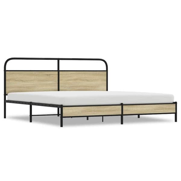 vidaXL Estrutura de Cama sem Colchão 183x213cm Metal Carvalho Sonoma - 2434393950
