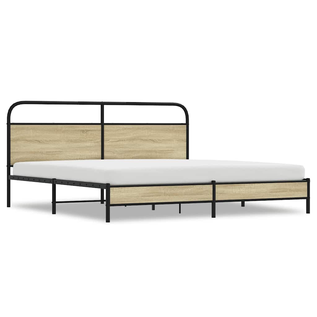 vidaXL Estrutura de cama sem colchão 200x200cm metal carvalho sonoma